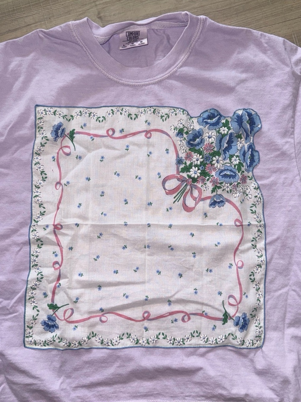 Comfort Colors Lilac Tee with Floral Handkerchief